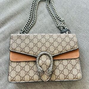 Beige and Brown Shoulder Bag